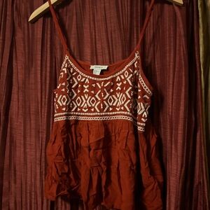 Forever 21 Rust Red Embroidered Camisole Tank Top